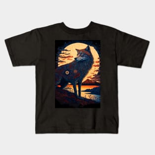 Lunar Wolf in Nature Kids T-Shirt